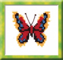 530 Набор для вышивания РС 'Бабочка красно-желтая' 7*7,5 см